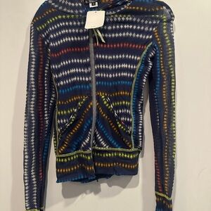 Colorful Lightweight Patterned Zip-Up Hoodie